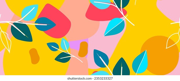 Bold Leaf Pattern. Tropical Leaf. Modern Motif. Jungle Print. Foliage Summer Seamless Pattern. Trending Vector Background. Artistic Botanical Surface. Abstract Plant. Bright Fashion. Contrast Drawing.