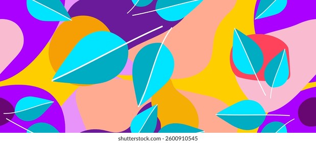 Bold Leaf Pattern. Tropical Leaf. Modern Motif. Jungle Print. Foliage Summer Seamless Pattern. Trending Vector Background. Artistic Botanical Surface. Abstract Plant. Bright Fashion. Contrast Drawing.