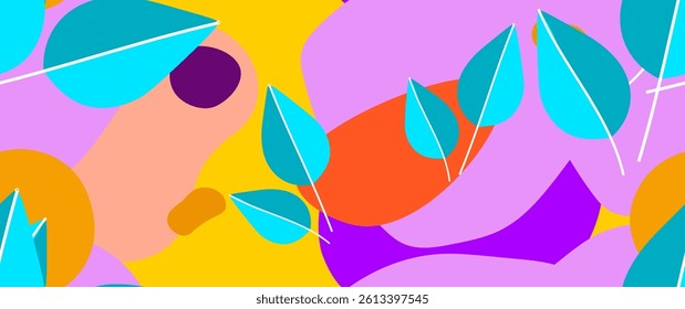 Bold Leaf Pattern. Tropical Leaf. Modern Motif. Jungle Print. Foliage Summer Seamless Pattern. Trending Vector Background. Artistic Botanical Surface. Abstract Plant. Bright Fashion. Contrast Drawing.