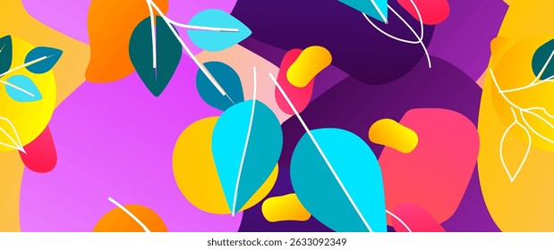 Bold Leaf Pattern. Tropical Leaf. Modern Motif. Jungle Print. Foliage Summer Seamless Pattern. Trending Vector Background. Artistic Botanical Surface. Abstract Plant. Bright Fashion. Contrast Drawing.