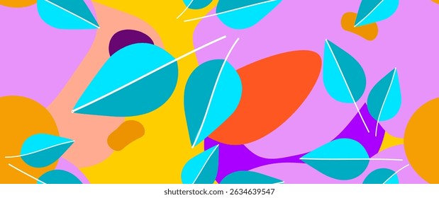 Bold Leaf Pattern. Tropical Leaf. Modern Motif. Jungle Print. Foliage Summer Seamless Pattern. Trending Vector Background. Artistic Botanical Surface. Abstract Plant. Bright Fashion. Contrast Drawing.