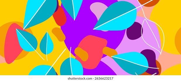 Bold Leaf Pattern. Tropical Leaf. Modern Motif. Jungle Print. Foliage Summer Seamless Pattern. Trending Vector Background. Artistic Botanical Surface. Abstract Plant. Bright Fashion. Contrast Drawing.