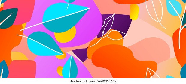 Bold Leaf Pattern. Tropical Leaf. Modern Motif. Jungle Print. Foliage Summer Seamless Pattern. Trending Vector Background. Artistic Botanical Surface. Abstract Plant. Bright Fashion. Contrast Drawing.
