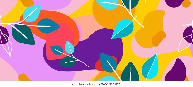 Bold Leaf Pattern. Tropical Leaf. Modern Motif. Jungle Print. Foliage Summer Seamless Pattern. Trending Vector Background. Artistic Botanical Surface. Abstract Plant. Bright Fashion. Contrast Drawing.