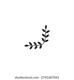 Bold Leafy Vine Curved Corner Vector Icon Minimalist Botanical Border Ornament for Decorative Frames