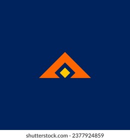 Bold letter A. Initial logo triangle shape with orange and yellow color