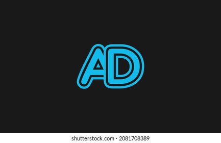 Bold letter AD logo thick one line creative minimalist style.