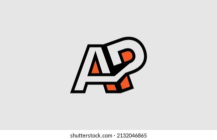 Bold letter AP creative design with colors inside it.