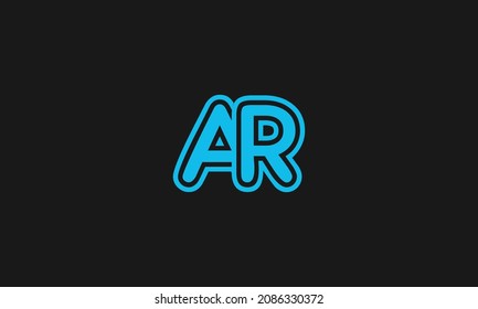 Bold letter AR logo thick one line creative minimalist style.
