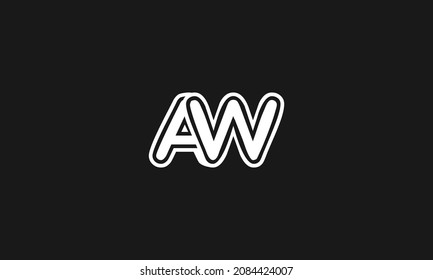 Bold letter AW logo thick one line creative minimalist style.