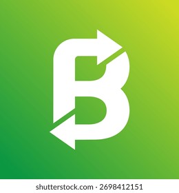 Negrito letra B seta natureza verde logotipo ícone plano stock vetor design