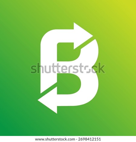 Bold letter B arrow nature green logo symbol icon flat stock vector design