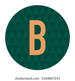 Bold Letter B Design on Dark Green Geometric Pattern Background in a Modern Minimalist Circular Style with Gold Accents