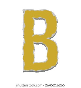 A letra B em negrito foi desenhada em papel rasgado colorido sobre um fundo branco. Arquivo EPS vetor perfeito para projetos de notas de resgate, materiais educacionais, scrapbooking e layouts tipográficos criativos. 