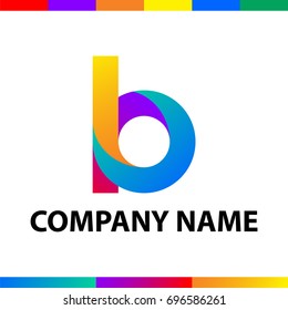 Bold letter B logo design. Abstract minimalistic symbol made of stripes with color and gradient palettes.