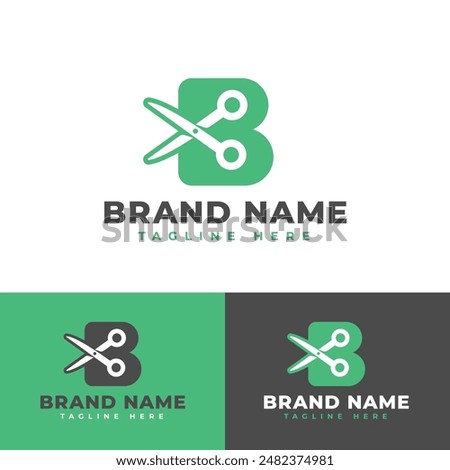 bold letter B logo with scissors suitable for barbershop beauty salon, crafts, creation, creativity symbol icon flat logo stock vector design