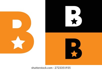 Concepto de diseño de logotipo de estrella de letra B en negrita