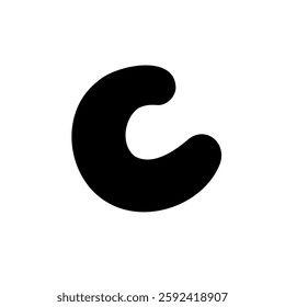 Bold letter C of latin english language. Black font symbol in hand drawn doodle style. Vector illustration isolated on white background. For presentation, logo, branding, font, education.