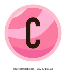 Bold Letter C Pink Love Alphabet Design with Soft Gradient Pattern for Valentine’s Day Cards and Decorations