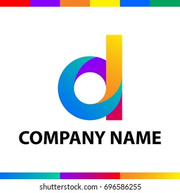 Bold letter D logo design. Abstract minimalistic symbol made of stripes with color and gradient palettes.