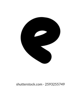 Bold letter E of latin english language. Black font symbol in hand drawn doodle style. Vector illustration isolated on white background. For presentation, logo, branding, font, education.