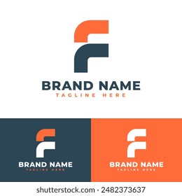 bold letter F symbol icon flat logo stock vector design