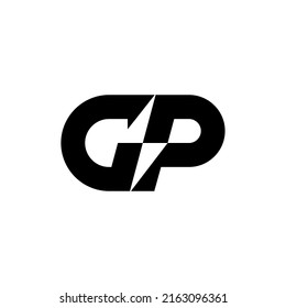 Bold letter GP with lightning icon logo concept vector