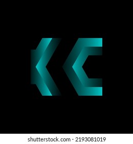 Bold letter icon logo vector illustration, futuristic letter K and C symbol iconic logo vector design template isolated on dark background. modern iconic letter K and C logo design vector. 