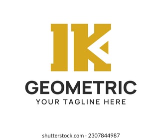 Bold letter IK logo design