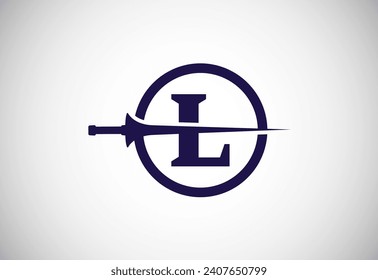 Englisches Alphabet L mit Speerlanze. Designvorlage für kreatives Speerlogo, Vektorgrafik