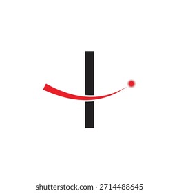Diseño de logotipo de letra negrita I con Swoosh rojo dinámico y Starburst | Icono inicial de monograma Corporativa moderno | Tecnología, éxito y liderazgo Símbolo de marca