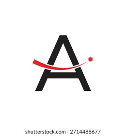 Letra em negrito A Design de logotipo com flash vermelho dinâmico e estelar | Monograma corporativo moderno ícone inicial | Tecnologia, sucesso e liderança Símbolo da marca