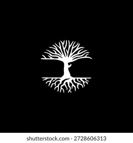 Bold letter i logo integrated with a strong oak tree and deep roots. Solid vector design for real estate development, financial consulting, and long-term investment firms.