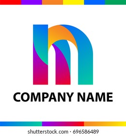 Bold letter M logo design. Abstract minimalistic symbol made of stripes with color and gradient palettes.