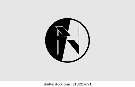 Bold letter N creative icon design with a half circle outside.