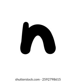 Bold letter N of latin english language. Black font symbol in hand drawn doodle style. Vector illustration isolated on white background. For presentation, logo, branding, font, education.