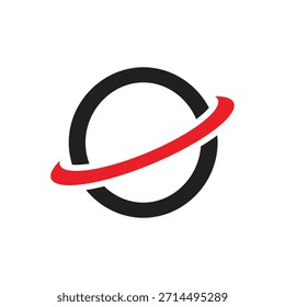 Letra Em Negrito O Modelo De Vetor De Design De Logotipo. Ícone abstrato do monograma de negócios com órbita vermelha dinâmica do sopro. Identidade de marca corporativa moderna inicial