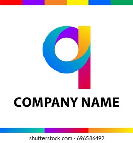 Bold letter Q logo design. Abstract minimalistic symbol made of stripes with color and gradient palettes.
