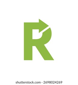 bold letter R forward arrow logo icon flat diseño de Vector en stock