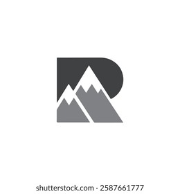 Bold Letter R Mountain Logo Design for Outdoor Branding
