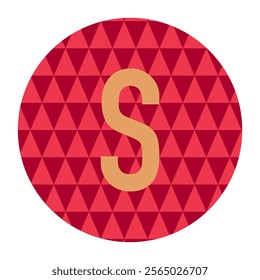 A bold letter S centered on a vibrant red circular background with triangular geometric patterns. Perfect for branding, logos, or creative projects with a modern and stylish feel.