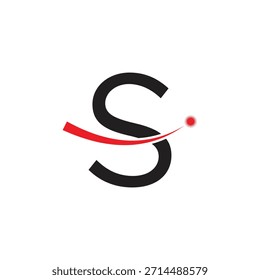 Design do logotipo da letra S em negrito com flash vermelho dinâmico e estelar | Monograma corporativo moderno ícone inicial | Tecnologia, sucesso e liderança Símbolo da marca