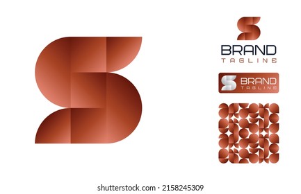 Bold letter S logo using geometric shapes in gradient, pattern, logo variation for business, company, preschool