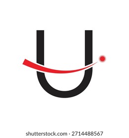 Diseño del logotipo de la letra U en negrita con Swoosh rojo dinámico y Starburst | Icono inicial del monograma Corporativa moderno | Tecnología, éxito y liderazgo