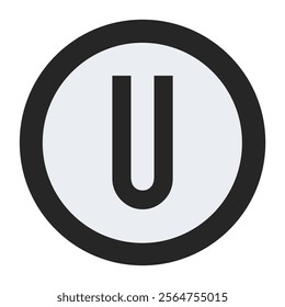 Bold Letter U in a Monochrome Circular Frame – Clean and Professional Vector Design for Minimalist Logos, Branding, or Web Elements. Download Now for Instant Use in Creative Projects.