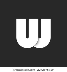 Bold letter W logo with shadows or two overlapping letters UU monogram smooth rounded shape.