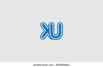 Bold letter XU logo with outline and circle outside, creative design.