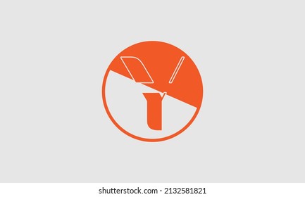 Bold letter Y creative icon design with a half circle outside.