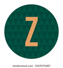 A bold letter Z overlaying a green-toned triangular pattern in a circular frame. Modern and abstract design perfect for branding, logos, or digital applications requiring geometric simplicity.