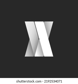 Bold letters AV or VA initials logo wide stripes typographic design element, 3d ribbons paper cut material design mockup, overlapping two letters A and V wedding card emblem mockup.